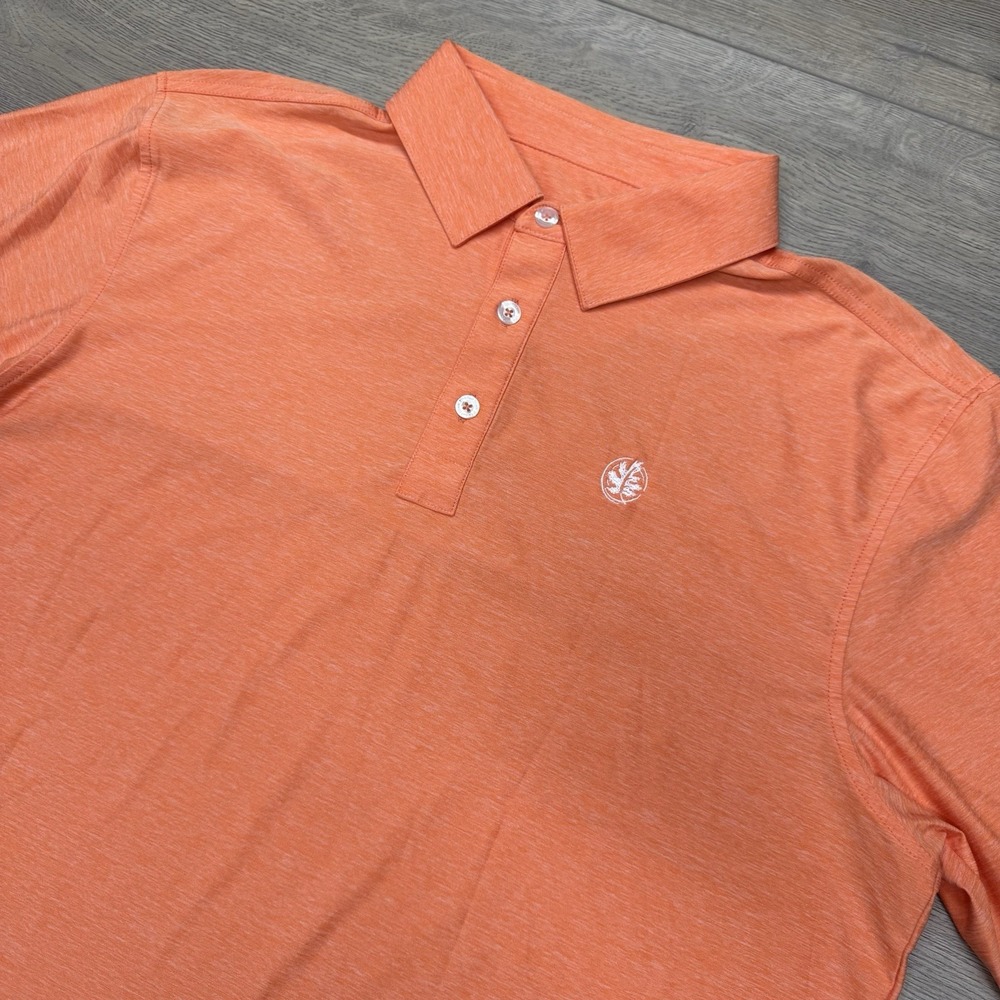 Straight Down Golf Performance Polo Orange Men's Sz L Five Oaks